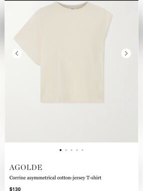 AGOLDE womans Cream Asymmetrical Sleeve T-Shirt